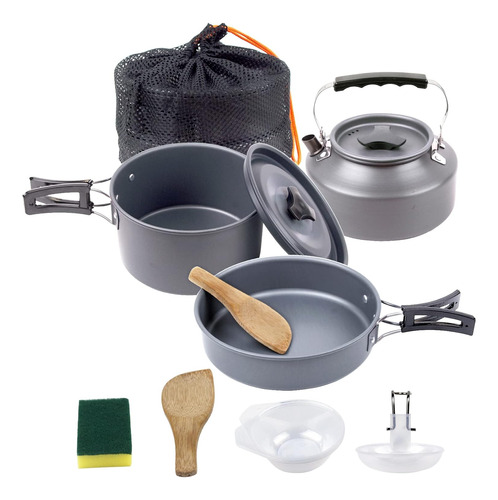 Outdoor Camping Cookware Set With Pot Pan And Kettlecamping