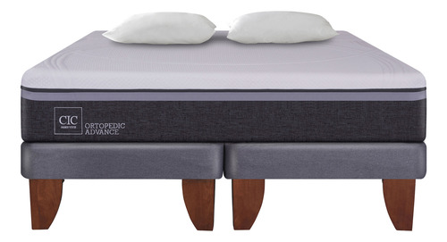 Cama Europea King Cic Ortopedic Advance + Almohadas Gris