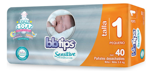 Pañales Bbtips Sensitive Etapa 1 Unisex P