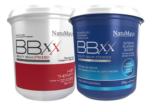 Kit 2 Bbxx Beauty Balm Platinum Blond + Red Natumaxx 1kg