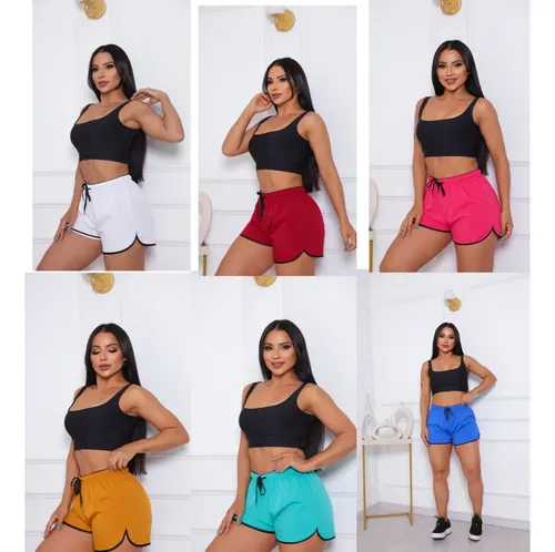Kit 3 Shorts Feminino Tactel Treino Academia Praia