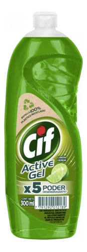 Detergente Cif Active Gel Limón Verde concentrado limón en botella 300 ml
