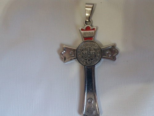 Crucifixo Medalha São Bento Milagrosa Dupla Face Aço Inox