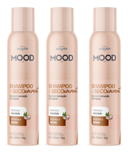Shampoo A Seco Mood 150ml Coconut, Berries Ou Fresh Kit 3un