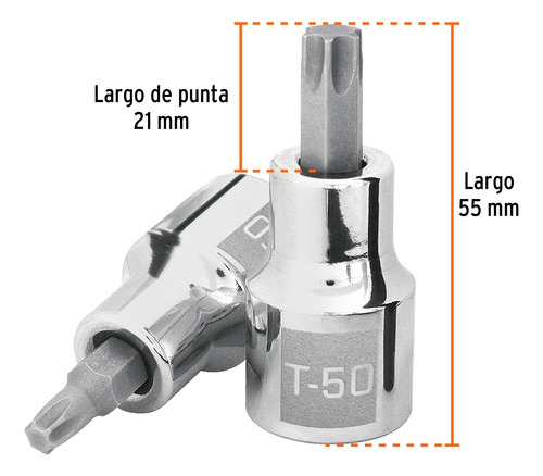 Dado Punta Torx T-50, Cuadro 1/2 , Truper...13439