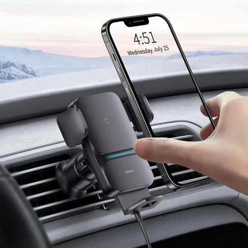 Imagen 6 de 9 de Soporte Celular Auto Con Carga Inalámbrica/ Cierre Electrico