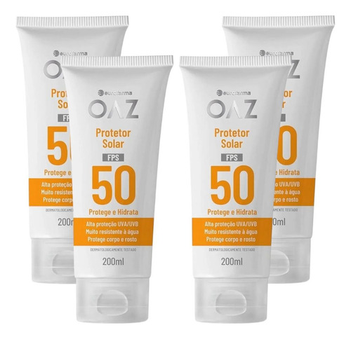 Kit Oaz Protetor Solar Fps50 Corpo E Rosto C/ 4un De 200ml