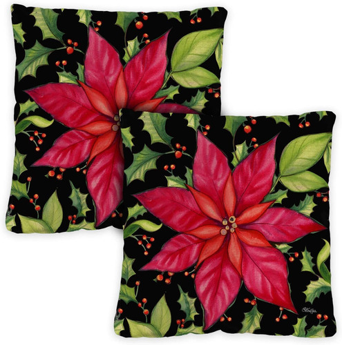 Poinsettia 18 X 18 Pulgadas Interior, Funda De Almohada...