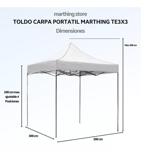 Toldo Blanco Reforzado Tipo Carpa Plegable 3x3m Impermeable