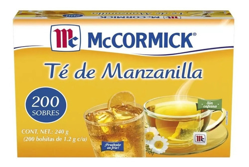 Imagen 1 de 2 de Mccormick Té De Manzanilla, 200 Sobres