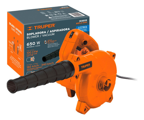 Sopladora/aspiradora Eléctrica 650 W, Truper 103019 Color Naranja