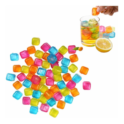 Cubos De Hielo De Colores Reutilizable Bebidas Frías Set X18