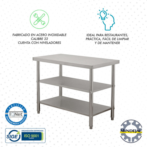Mesa Isla Doble Acero Inoxidable