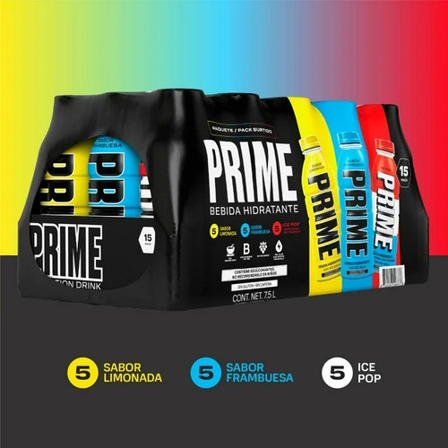 Bebida Hidratante Prime 15 Piezas 3 Sabores