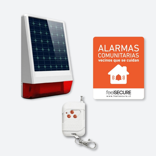 Kit Alarma Comunitaria Solar 10 Controles Placa Disuasiva