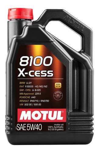 Aceite Sintético 100% 5w40 Chevrolet Tornado Motul X-cess 5l