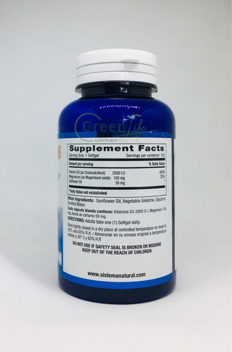 Vitamina D + Magnesio X100 Softgels Natural Systems