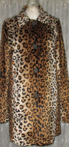 La Cera Abrigo Importado Animal Print-negro Doble Vista T-l