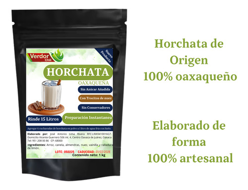 Horchata Diabetex Sin AzĂșcar 1 Kg Verdor Chili Artesanal 2-u
