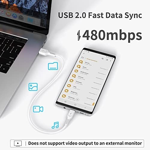 Cable Usb C A C Corto De 1 Pie, Paquete De 3 Cables Tipo C A