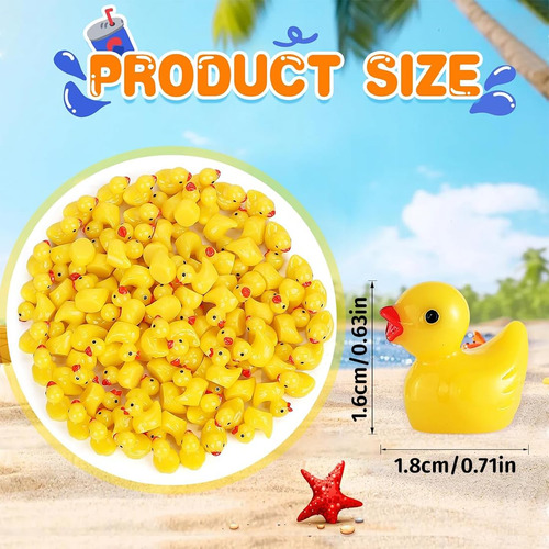 100 Mini Patitos De Resina, Pequeñas Figuras En Miniatura,