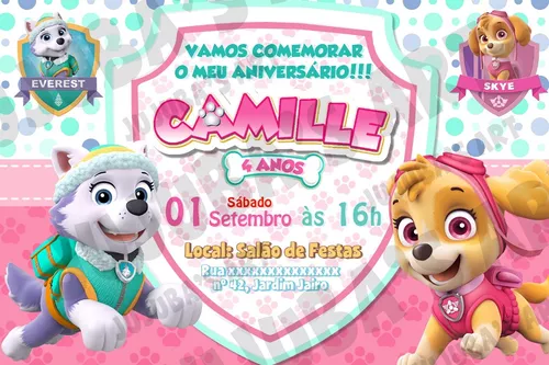 Convite Digital - Patrulha Canina Menina