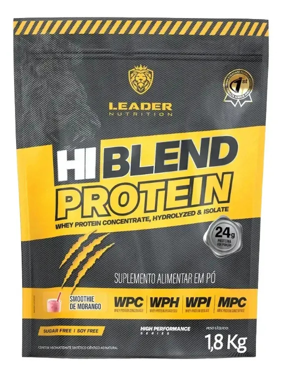 Whey Hi Blend Protein Hidrolisado 1,8kg - Leader Nutrition Sabor Morango
