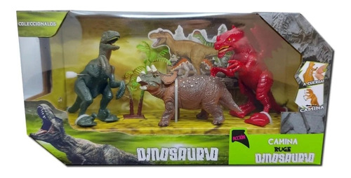 Set Dinosaurios X 3 Muñecos Camina Y Ruge 7095