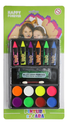 Pinta Carita Colores Crayones Fluor Glitter Maquillaje Niños