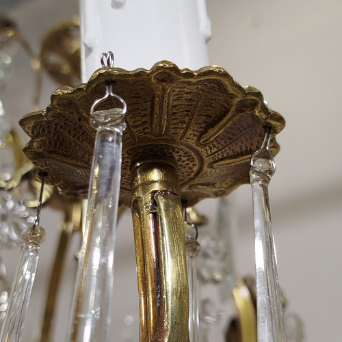Araña De Bronce Restaurada 5 Luces Con Caireles - 811 (Usado)