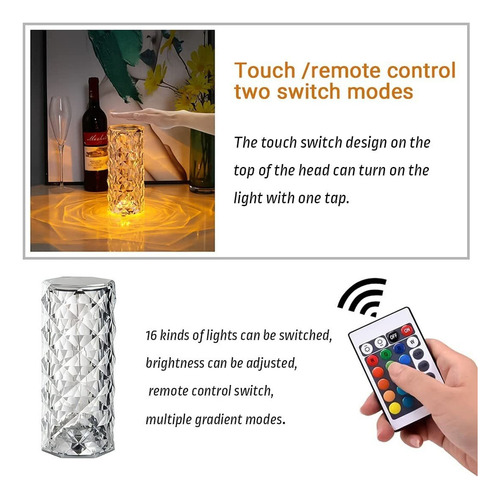 Zz Lámpara De Cristal, Luz De Mesa Decorativa Con Control