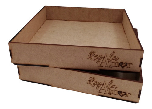 Caja Charola Mdf 4x20x20cm Sin Armar 5pzas Personalizada