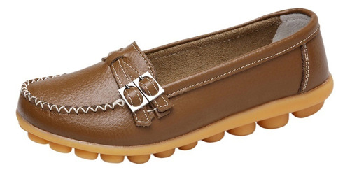 Zapatos Planos De Mujer De Piel Con Suela Blanda