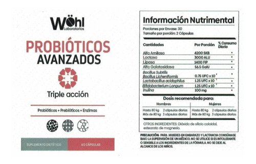 Suplemento Wohl laboratorios sabor n/a x 60 un