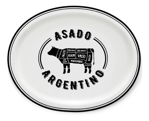 Set X6 Plato Ovalado Oxford Asado Argentino De Porcelana 