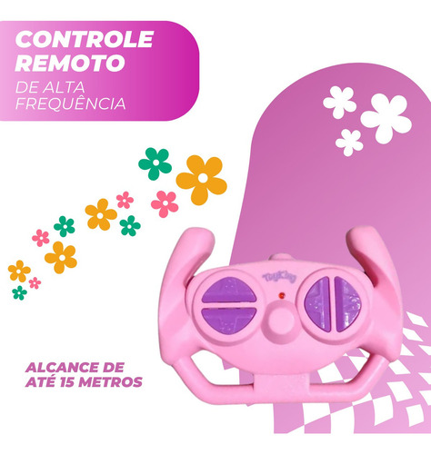 Carrinho De Controle Remoto Drift Brinquedo Corrida Veloz Com Luz Recarregavel Rosa Menina Kizumba