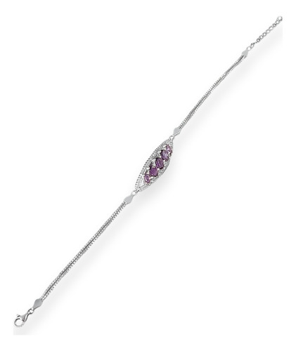 Imagen 3 de 5 de Pulsera Plata 925 Modelo Bella Violeta