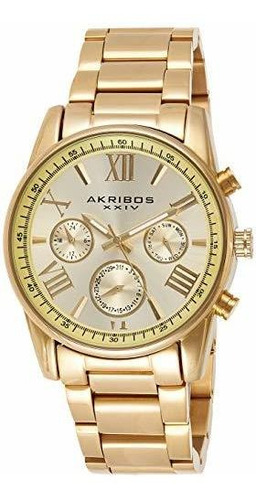 Akribos Ak904 - Reloj Cronógrafo De Acero Inoxidable, 3 Sube