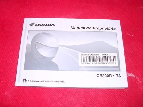 Moto  Honda    Cb 300 R Manual Do Proprietario Original