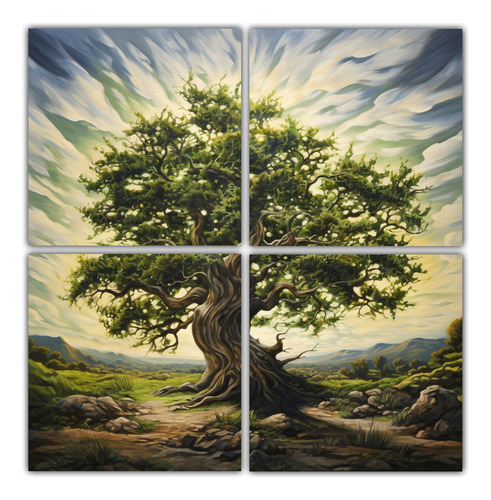 60x60cm Arte De Pared Mural De Árbol De Acebo Pintura Abstr