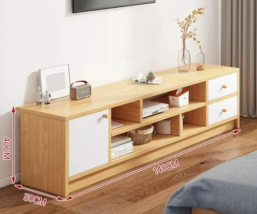 Mueble Mesa Para Tv 60'' 1.4m Repisa Moderno Estilo Vintage Marrón