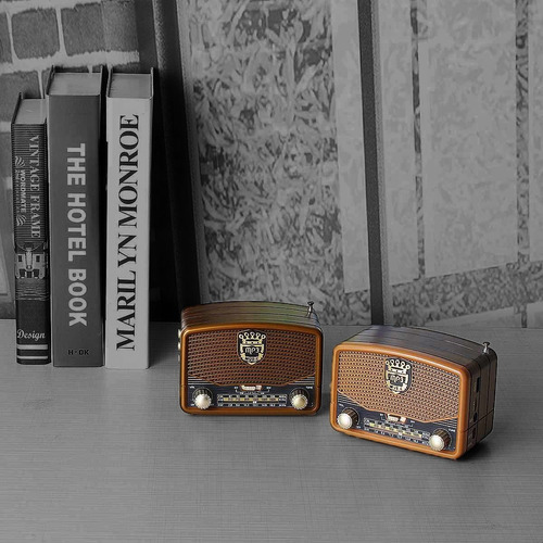 Imagen 9 de 10 de Radio Parlante Bluetooth Retro Vintage Batería Recargable 5v