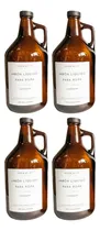 Comprar Set 4 Lavadero Botellon Vidrio Ambar Growler Con Etiquetas