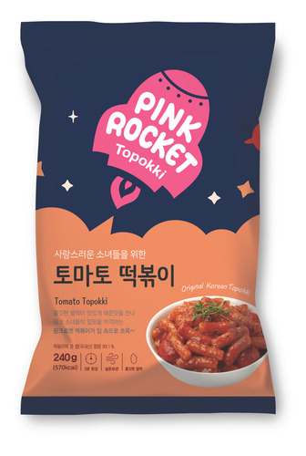 Topokki Bolinho Arroz Coreano Tomate Pink Rocket Pouch