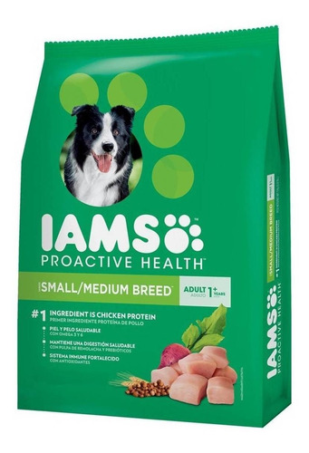 Alimento Iams Proactive Health para perro adulto de raza pequeña y mediana sabor pollo en bolsa de 30 lb