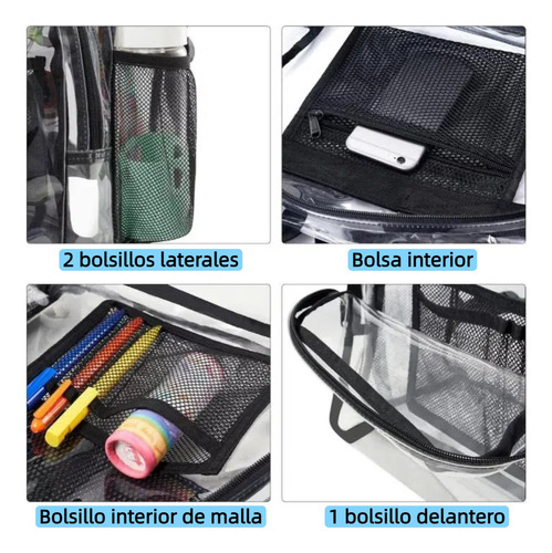 Paquete De 3 Mochilas Escolares Impermeables - Incluye Mochila Transparente, Lonchera Y Estuche, Unisex Y Cómoda Para La Escuela Y Viaje