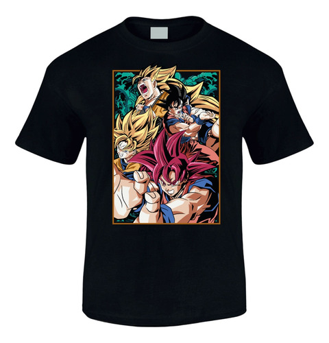 Camiseta Dragon Ball Super Sayayins Manga Corta Serie Black