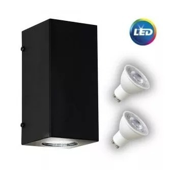 Imagen 3 de 10 de Aplique Bidireccional Muro Exterior Jardin Gu10 Apto Led