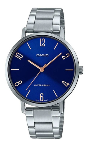 Reloj Casio Dama Azul Ltp-vt01d-2b2udf Color de la correa Plateado Color del bisel Plateado Color del fondo Azul acero