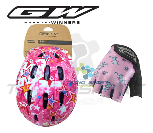Casco Niña + Guante Gel Bicicleta Patines Skate Monopatin